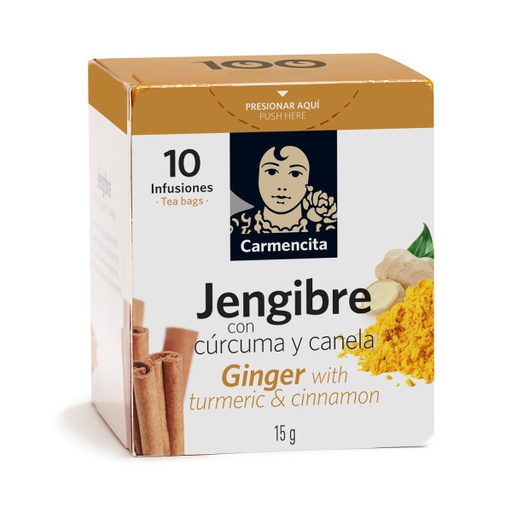 INFUSION GINGEMBRE AU CURCUMA ET A LA CANNELLE 10 SACHETS CARMENCITA