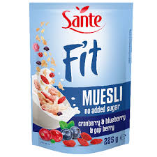 MUESLI FIT CRANBERRY & BLUEBERRY SANS SUCRE AJOUTE SANTE 225G