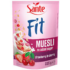 MUESLI FIT STRAWBERRY & CHERRY SANS SUCRE AJOUTE SANTE 225G